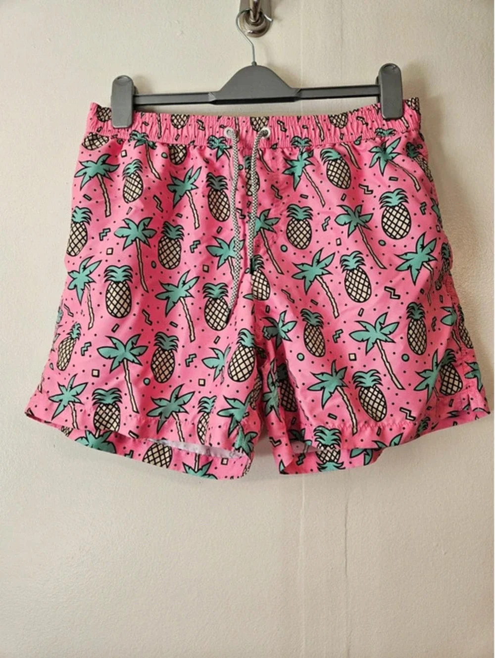 Maamgic small pink swim trunks funky tropical Cabanacore retro 90s beachwear